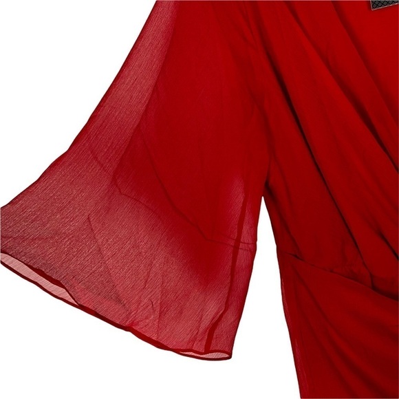 CITY CHIC SOFTLY WRAP LOVE RED BATWING SLEEVE FAUX WRAP HOLIDAY COCKTAIL DRESS - Picture 10 of 16